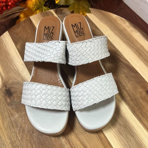 Miz Mooz GENNA Woven Heeled Sandals 40W / 9-9.5W in White Leather - Picture 3 of 11
